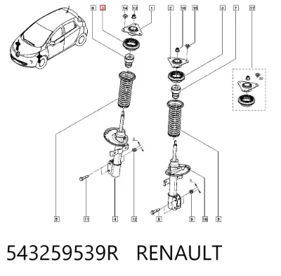 Rodamiento de soporte del amortiguador delantero RENAULT 543259539R
