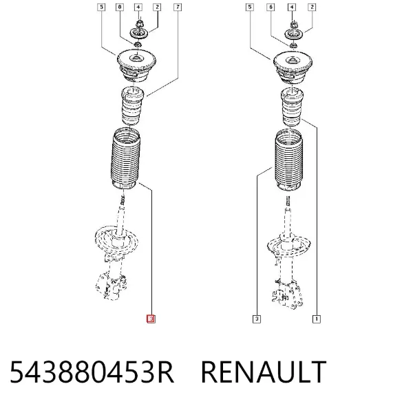 Fuelle, amortiguador delantero 543880453R Renault (RVI)
