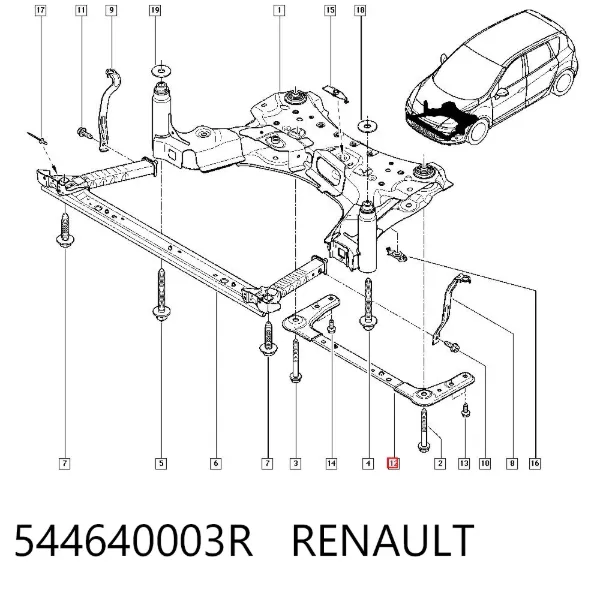 Soporte de viga delantera 544640003R Renault (RVI)