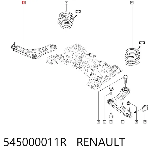 Brazo inferior derecho de la suspensión delantera 545000011R Renault (RVI)
