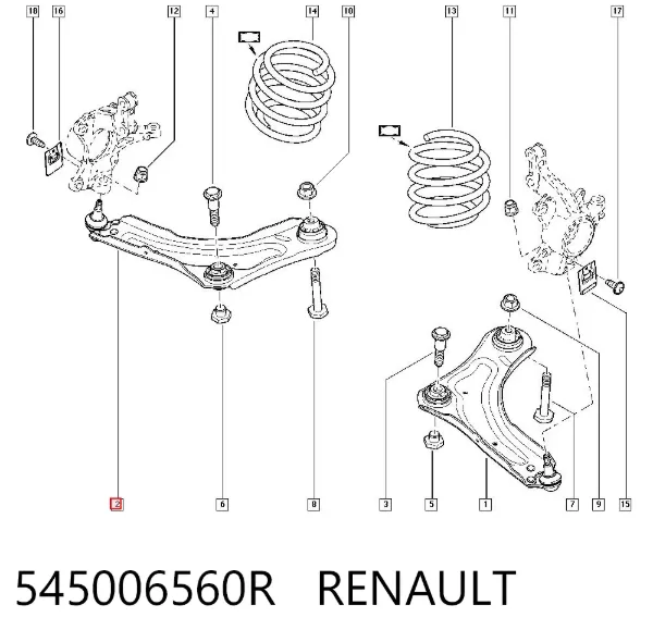 Brazo inferior derecho de la suspensión delantera 545006560R Renault (RVI)