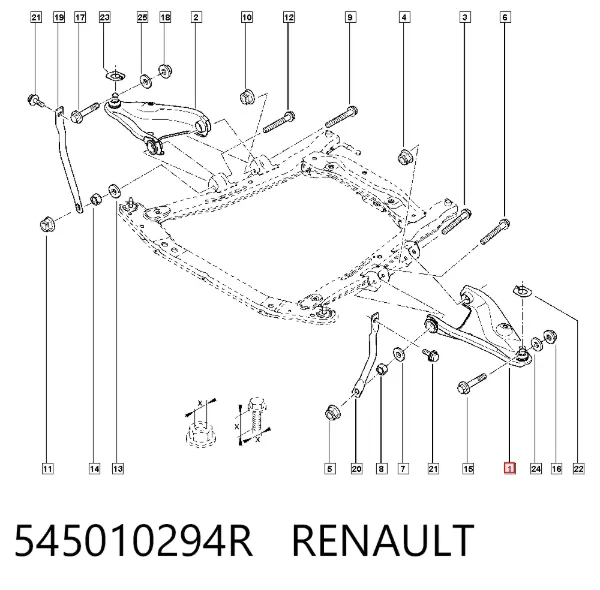 Brazo inferior izquierdo de la suspensión delantera 545010294R Renault (RVI)
