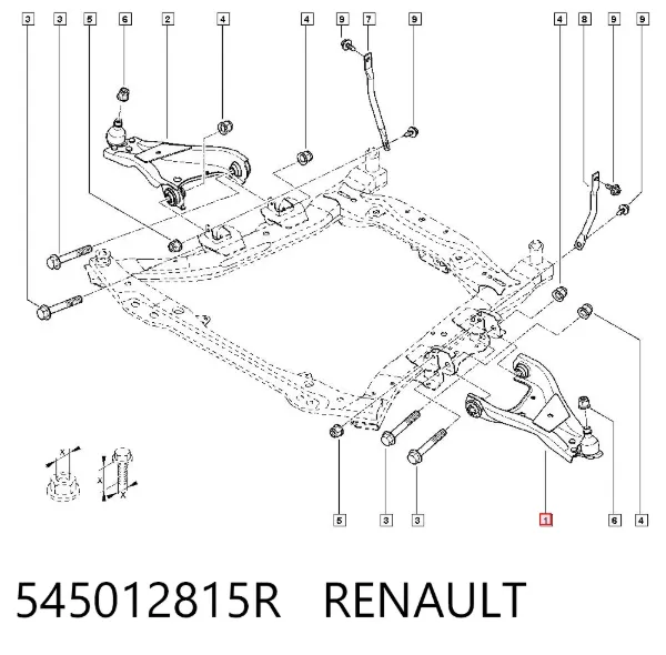 Brazo inferior izquierdo de la suspensión delantera 545012815R Renault (RVI)