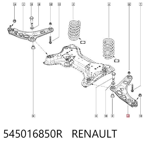 Brazo inferior izquierdo de la suspensión delantera 545016850R Renault (RVI)