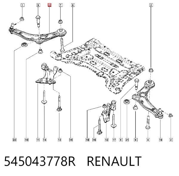 Brazo inferior derecho de la suspensión delantera 545043778R Renault (RVI)