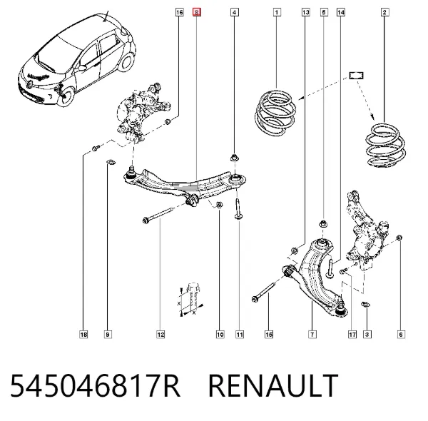 Brazo inferior derecho de la suspensión delantera 545046817R Renault (RVI)