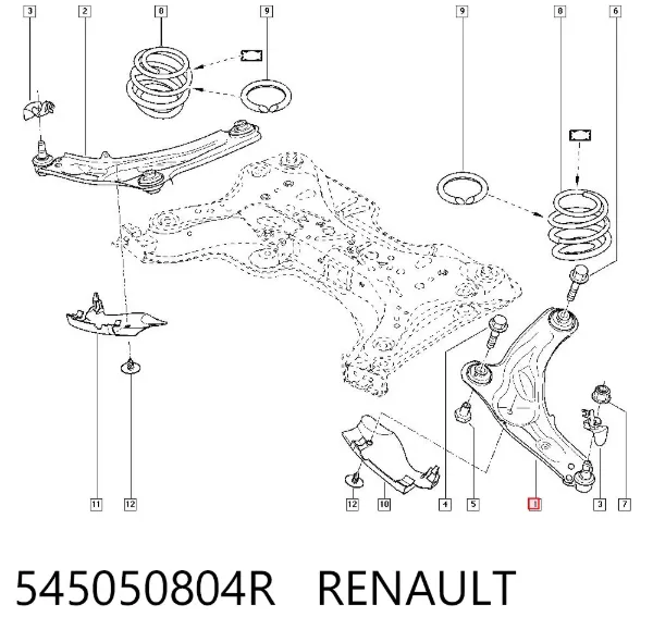 Brazo inferior izquierdo de la suspensión delantera 545050804R Renault (RVI)