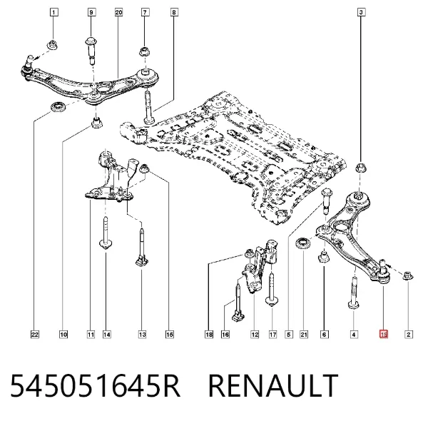 Brazo inferior izquierdo de la suspensión delantera 545051645R Renault (RVI)