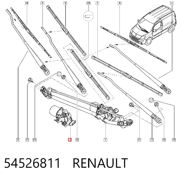 Motor limpiaparabrisas 54526811 Renault (RVI)