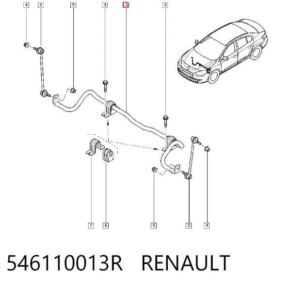 Estabilizador delantero 546110013R Renault (RVI)
