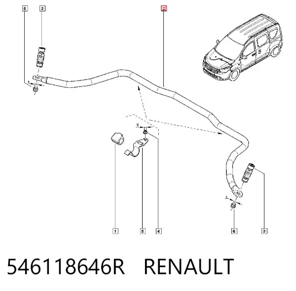 Estabilizador delantero 546118646R Renault (RVI)