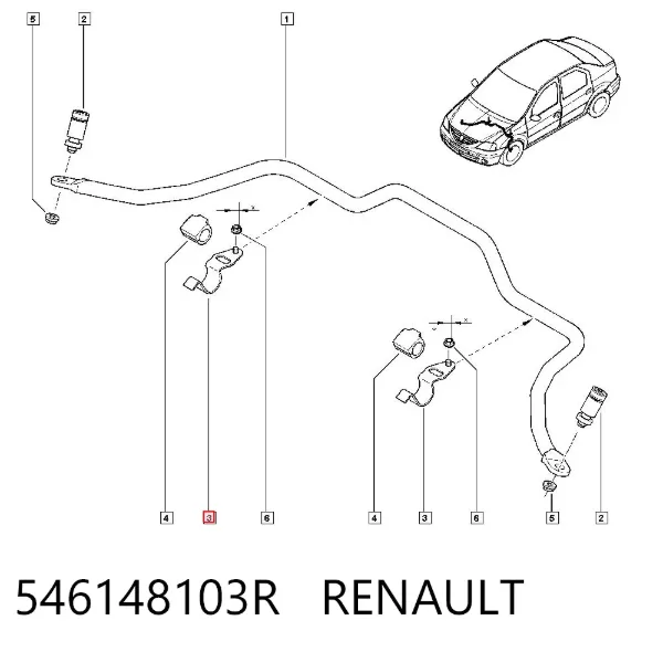 Abrazadera de la bieleta estabilizadora delantera 546148103R Renault (RVI)