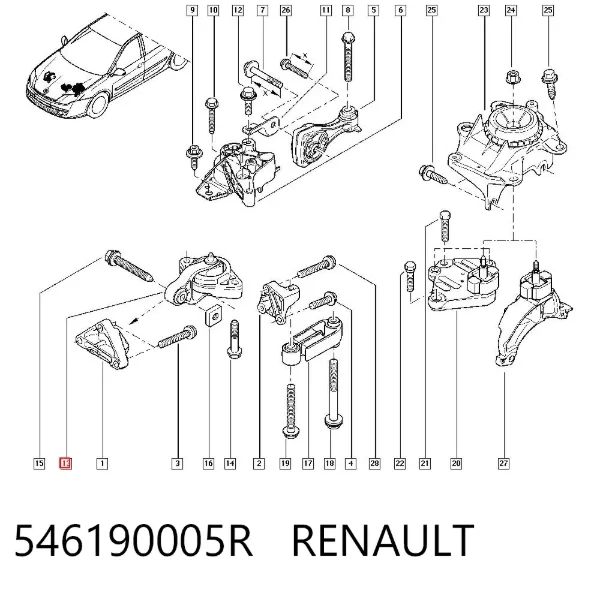 Soporte inferior del motor 546190005R Renault (RVI)