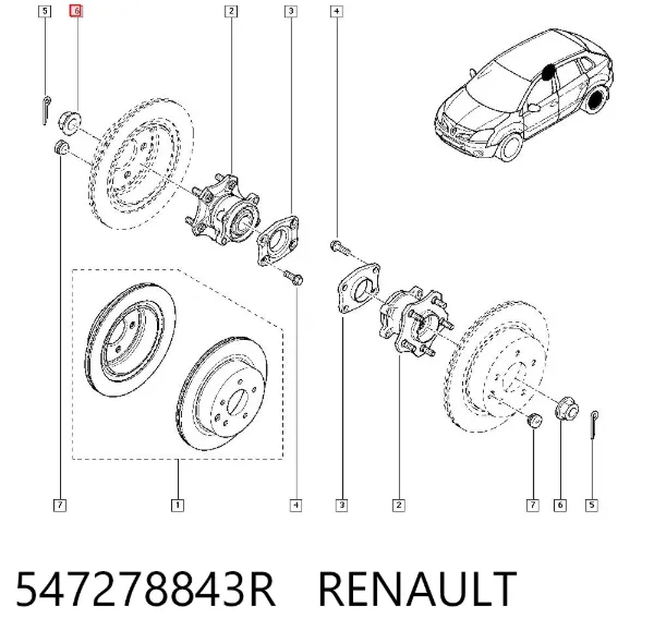 Tuerca del cubo de la rueda delantera 547278843R Renault (RVI)