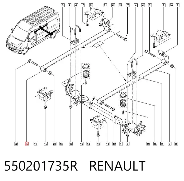 Ballesta de suspensión trasera 550201735R Renault (RVI)