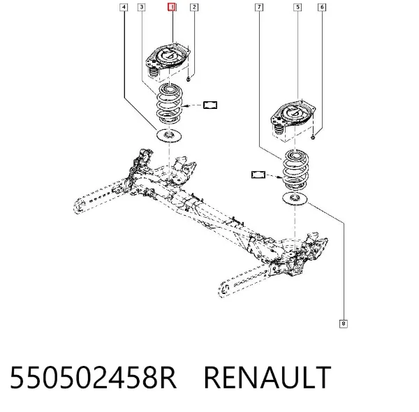 Plato superior metálico del resorte trasero 550502458R Renault (RVI)