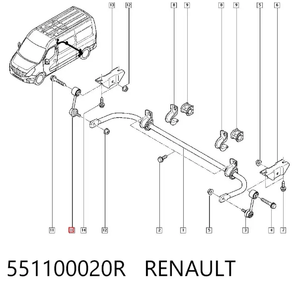Bieleta estabilizadora trasera 551100020R Renault (RVI)