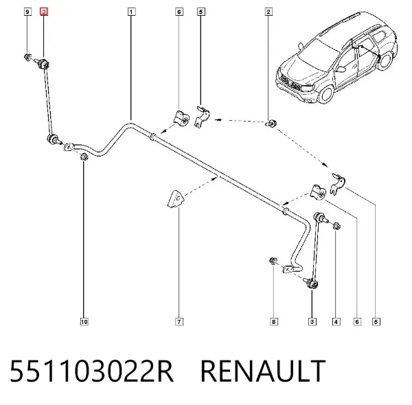 Bieleta estabilizadora delantera 551103022R Renault (RVI)