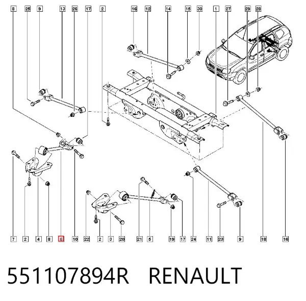Brazo de suspensión, trasera derecha 551107894R Renault (RVI)