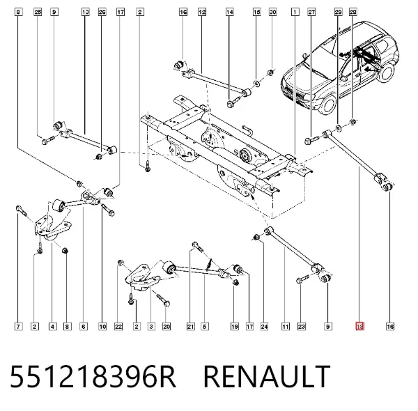 Barra transversal de la suspensión trasera 551218396R Renault (RVI)