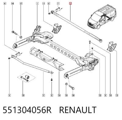 Barra transversal reactiva de la suspensión trasera RENAULT 551304056R