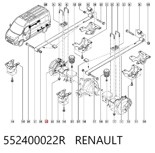 Tope de ballesta trasera 552400022R Renault (RVI)