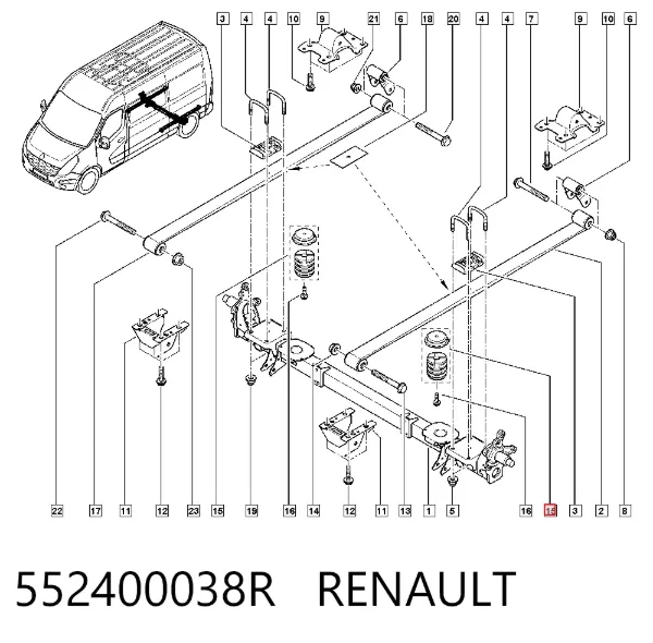 Tope de ballesta trasera 552400038R Renault (RVI)