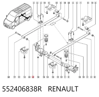Tope de ballesta trasera RENAULT 552406838R