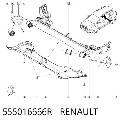 Subchasis trasero soporte motor RENAULT 555016666R