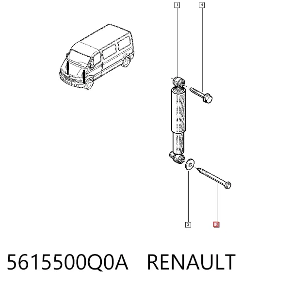 Tornillo de fijación del amortiguador delantero 5615500Q0A Renault (RVI)