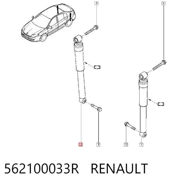 Amortiguador trasero 562100033R Renault (RVI)