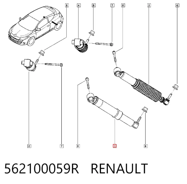 Amortiguador trasero 562100059R Renault (RVI)