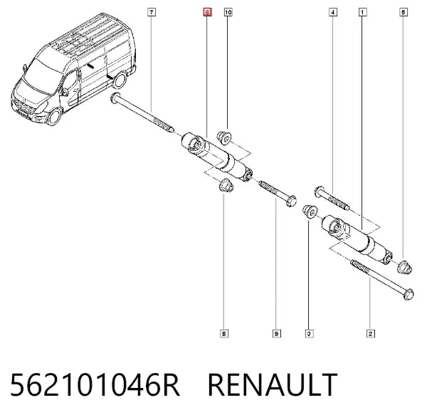Amortiguador trasero 562101046R Renault (RVI)