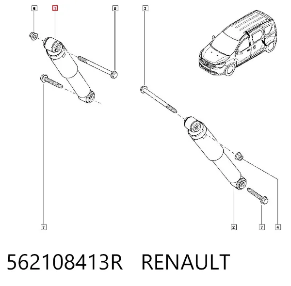 Amortiguador trasero 562108413R Renault (RVI)