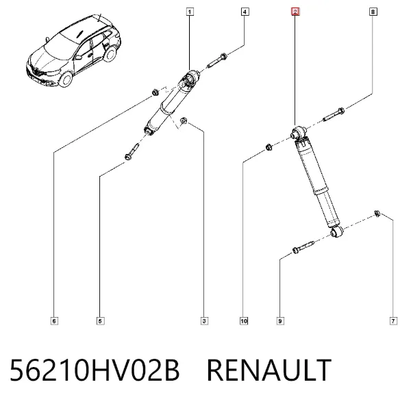 Amortiguador trasero 56210HV02B Renault (RVI)