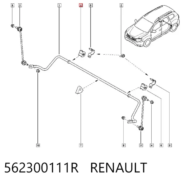 Buje de barra estabilizadora trasera 562300111R Renault (RVI)