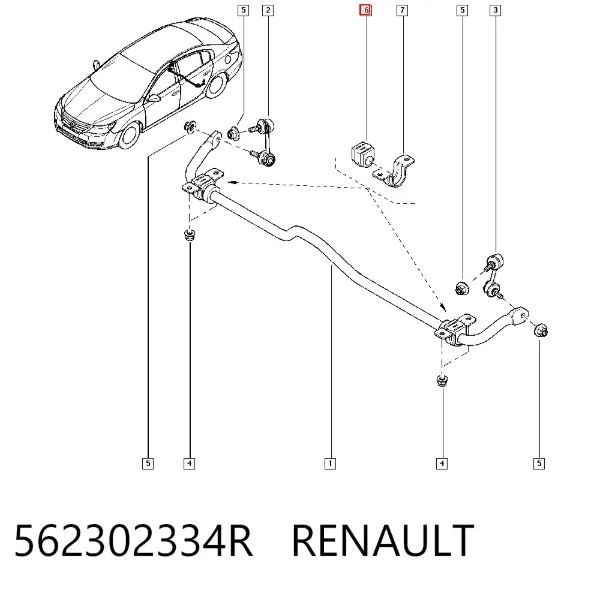 Buje de barra estabilizadora trasera 562302334R Renault (RVI)