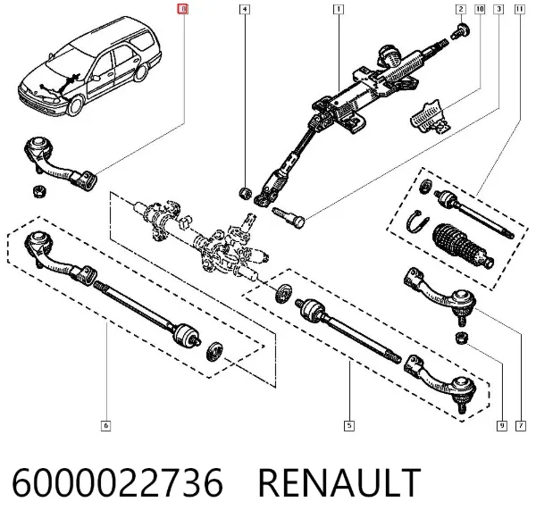 Rótula barra de dirección 6000022736 Renault (RVI)