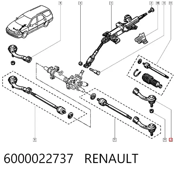 Rótula barra de dirección 6000022737 Renault (RVI)