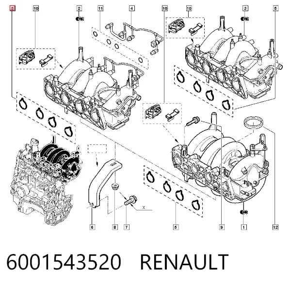 Junta de colector de admisión 6001543520 Renault (RVI)