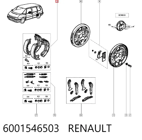 Zapatas de freno 6001546503 Renault (RVI)