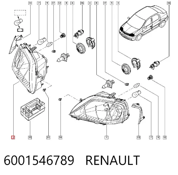 Faro derecho 6001546789 Renault (RVI)
