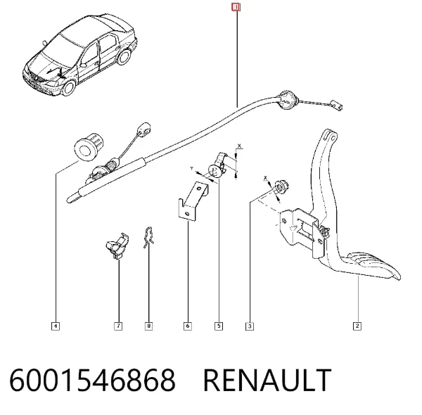 Cable del acelerador 6001546868 Renault (RVI)