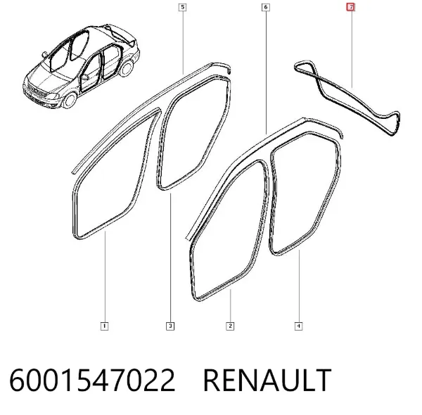 Sellador de tapa de maletero 6001547022 Renault (RVI)