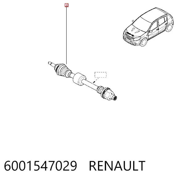 Semieje delantero derecho 6001547029 Renault (RVI)
