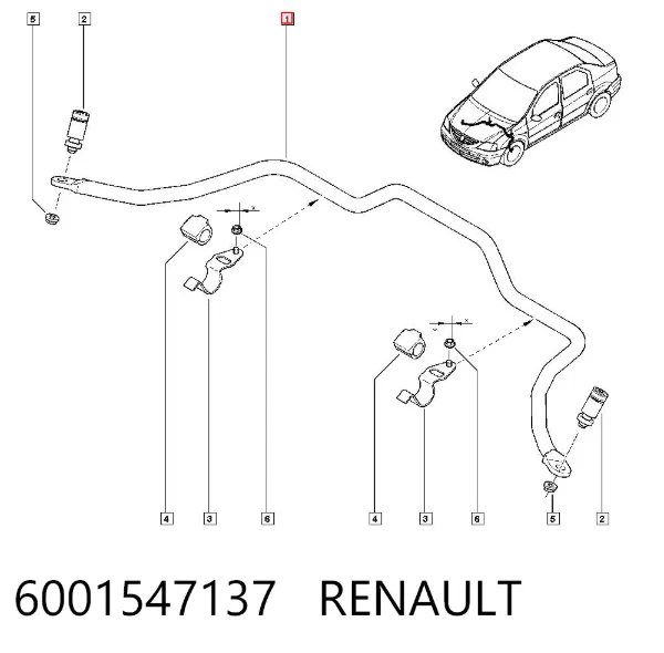 Estabilizador delantero 6001547137 Renault (RVI)