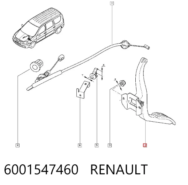 Pedal del acelerador 6001547460 Renault (RVI)