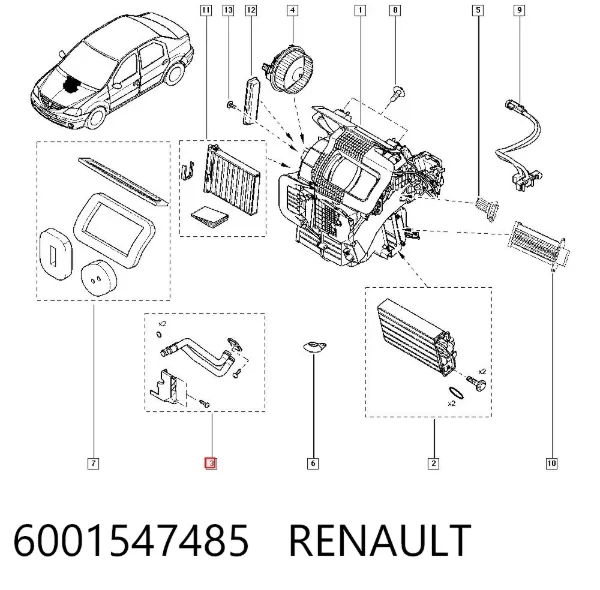 Manguera doble del radiador de la calefacción 6001547485 Renault (RVI)