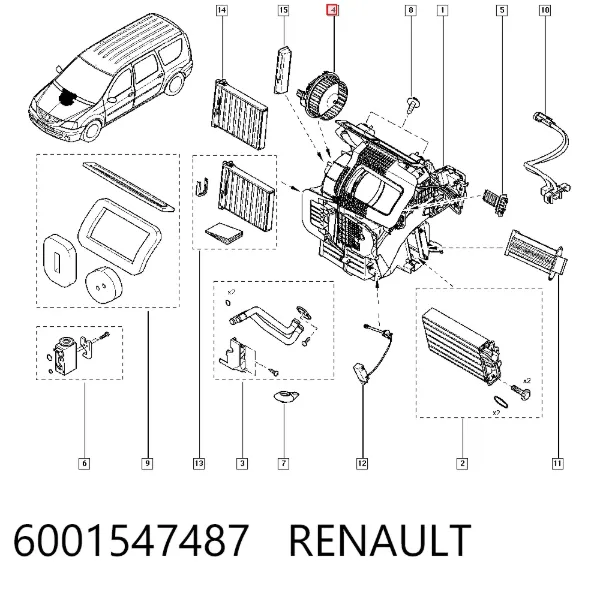 Ventilador habitáculo 6001547487 Renault (RVI)