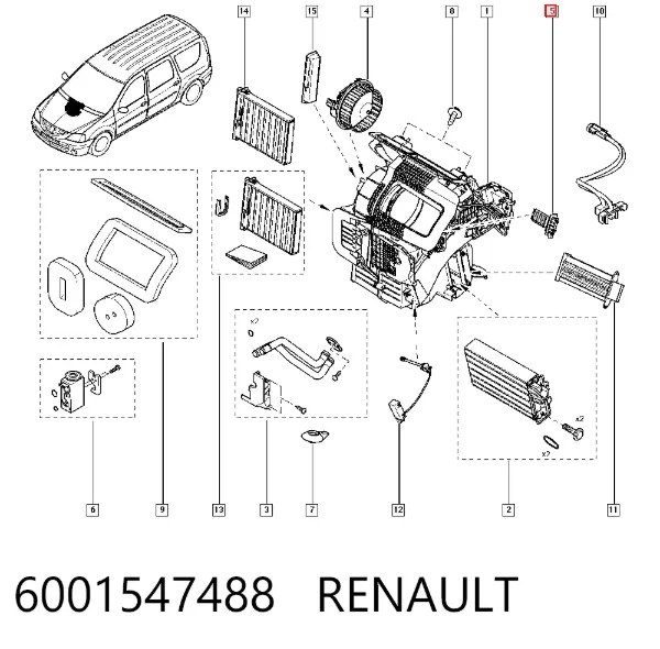 Resistencia de calefacción 6001547488 Renault (RVI)